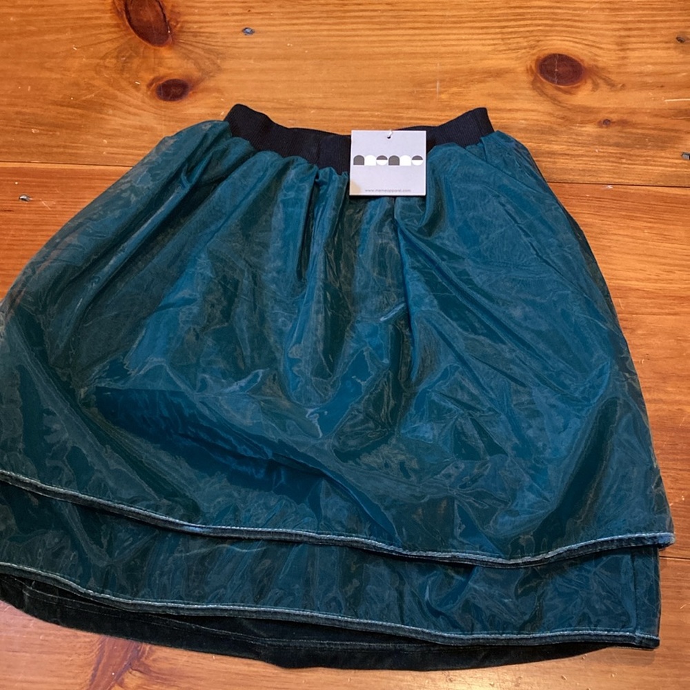 New! MEME APPAREL 14 Green Crinoline 3-Layer Skirt Velvet Trim